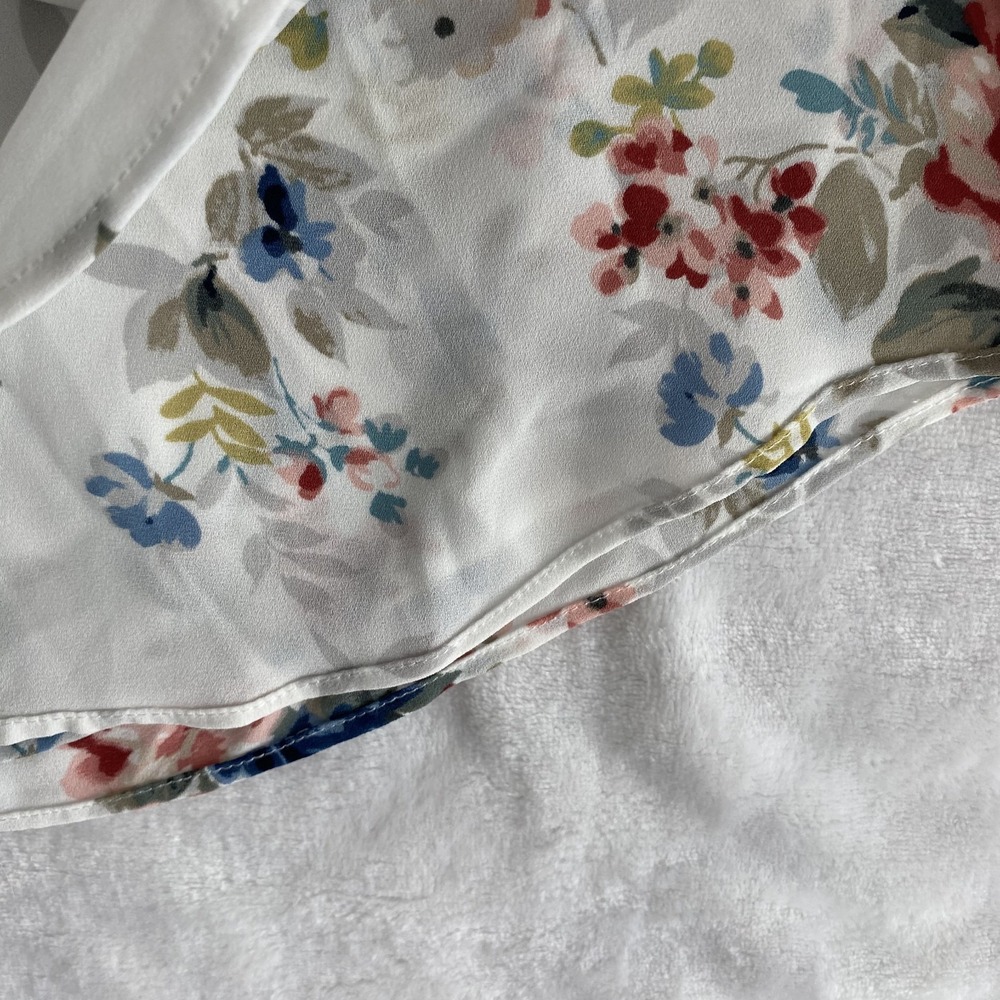 2/$30 WhiteHouseBlackMarket Blouse Sz S‎ White Floral Sleeveless Dressy Neck Tie - Picture 8 of 13